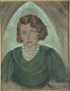 Portrait of Maria Choroszewska in a green dress