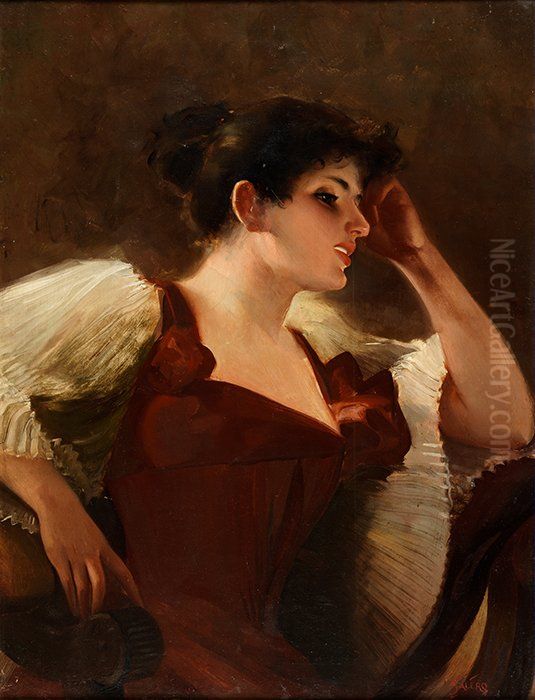 Portrait of the artist's daughter Oil Painting by Luis Ricardo Falero