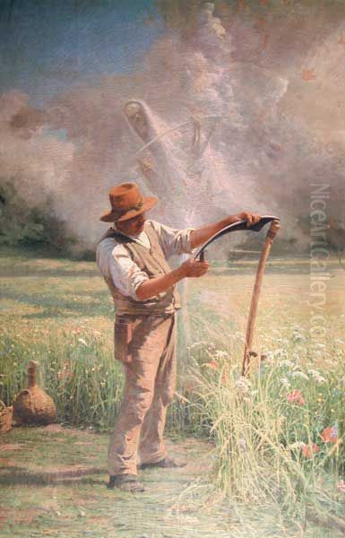 I falciatori Oil Painting by Raffaele Faccioli