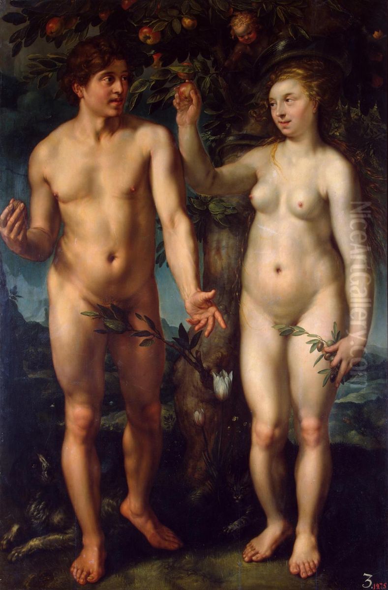 Fall of Man Oil Painting by Goltzius Hendrick