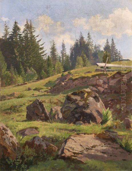 Paysage de la Foret-Noire Oil Painting by Max Wilhelm Roman