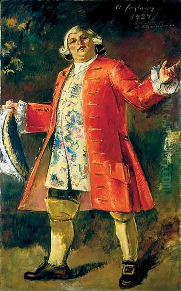 Richard Mayr im Kostum des Ochs auf Lerchenau Oil Painting by Anton Faistauer