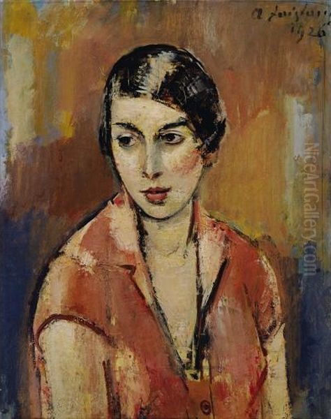 Junge Frau im Rosa Kleid Oil Painting by Anton Faistauer