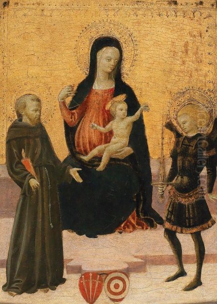 The Madonna and Child between Saint Francis and Saint Michael Oil Painting by Giovanni di ser Giovanni Guidi