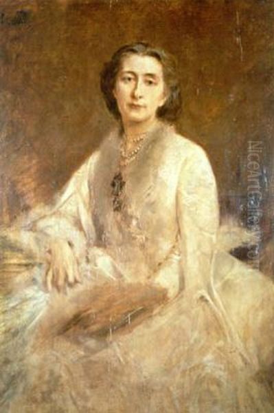 Cosima Wagner (1838-1930), daughter of Liszt and wife of Richard Wagner Oil Painting by Franz von Lenbach