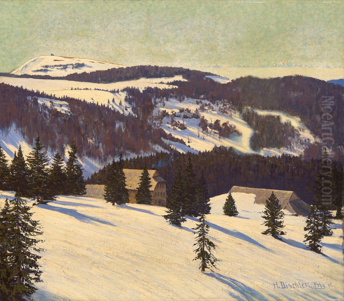 Mon asile d'hiver dans la cabane de Todtnau sur le Feldberg Oil Painting by Hermann Dischler