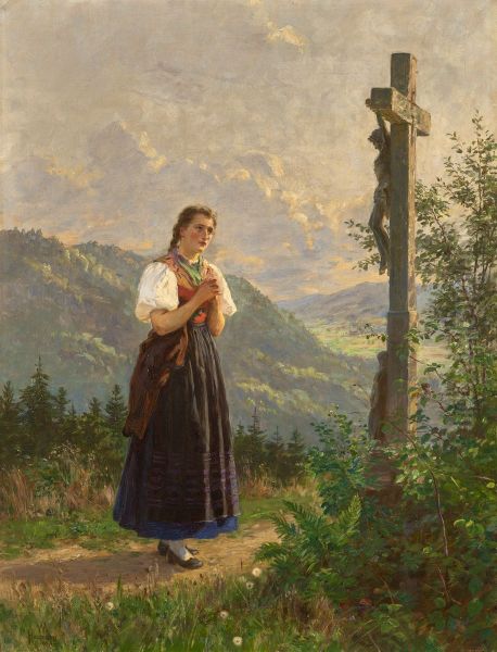 Madeleine sous la croix Oil Painting by Wilhelm Hasemann
