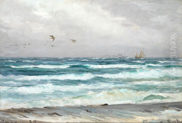 Surf at Skagen. Oil Painting by Carl Locher