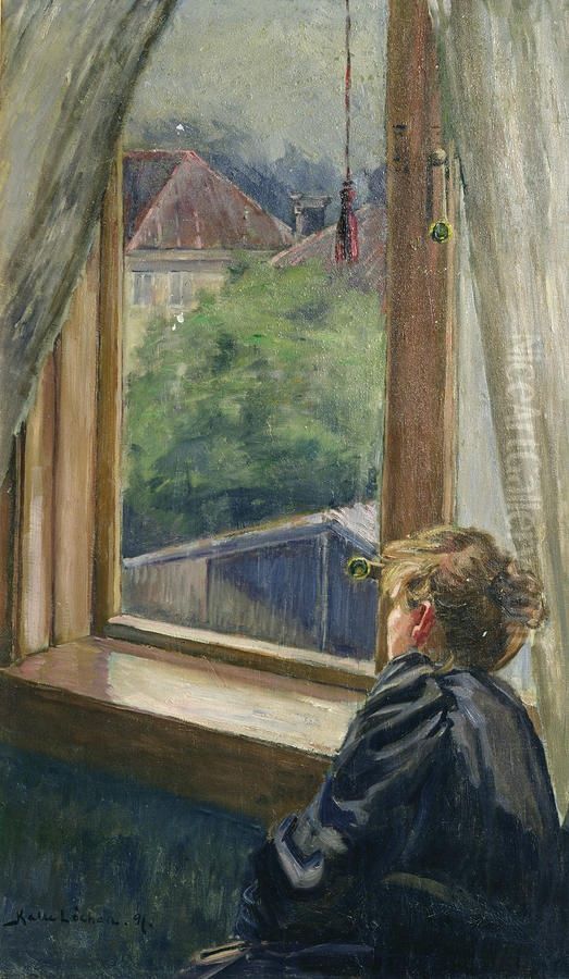 Woman by a window Oil Painting by Kalle Lochen