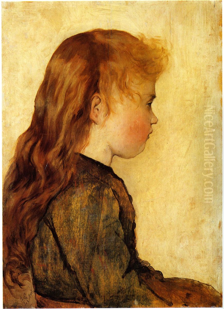 Small red cheeks Oil Painting by Giovanni Fattori