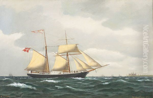 A topsail schooner. Oil Painting by Carl Locher