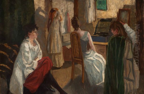 Actresses before going on stage Oil Painting by Kalle Lochen