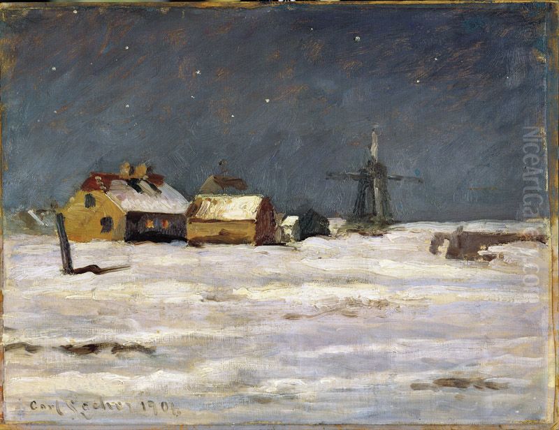 Winterlandscape Skagen Oil Painting by Carl Locher