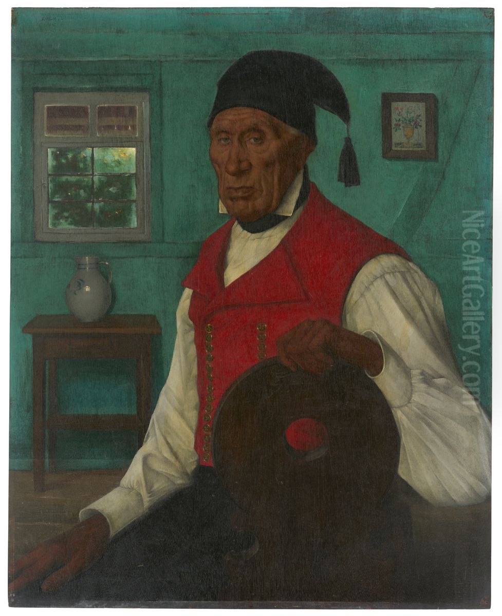 Paysan alsacien au gilet rouge Oil Painting by Gustave Stoskopf