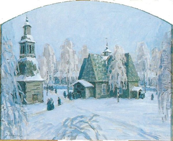 Jyvaskyla Old Town Church Oil Painting by Jonas Heiska