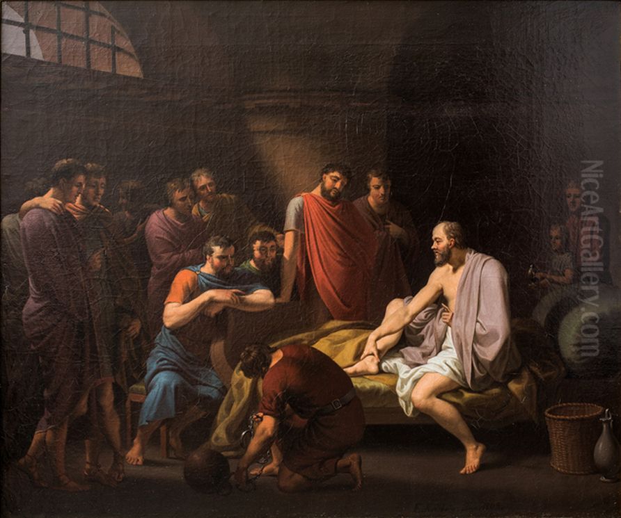 Socrates bidding his friends farewell. Oil Painting by Christoffer Wilhelm Eckersberg