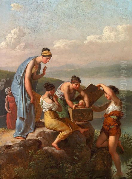 Moses found by Pharaoh's daughter. Oil Painting by Christoffer Wilhelm Eckersberg