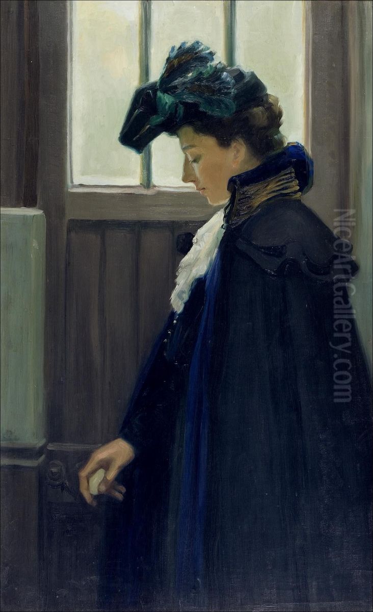 Vid dorren Oil Painting by Albert Edelfelt