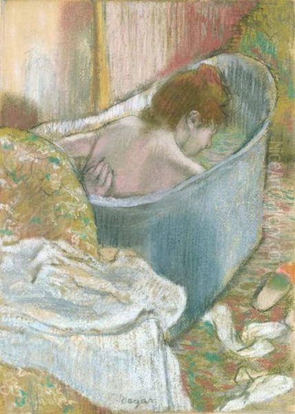 The Bath Oil Painting by Edgar Degas