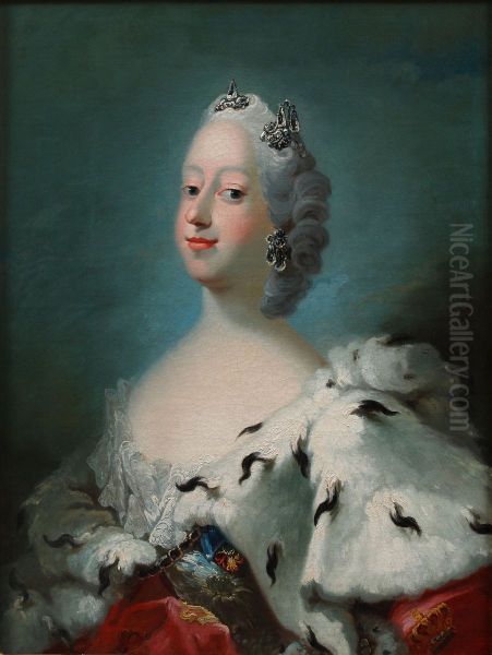 Portraet af Droning Louise, gift med Frederik 5. af Danmark. Oil Painting by Peder Als