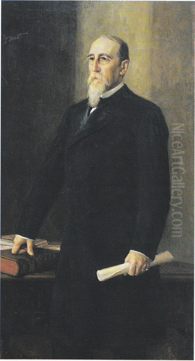 Portrait of Senator Leo Mechelin (1839-1914) Oil Painting by Albert Edelfelt