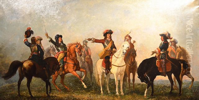 Montecuccoli in the Battlefield of Saint Gotthard, August 8, 1664. Oil Painting by Karl von Blaas