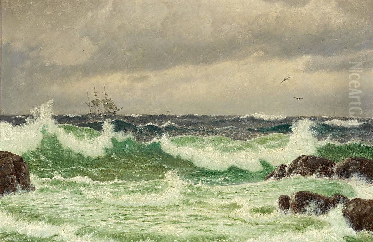 From the coast at Kullen. Oil Painting by Christian Vigilius Blache