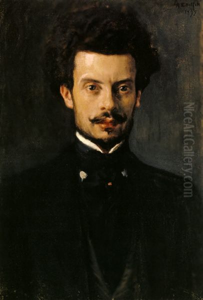 Portrait of Julien Leclercq Oil Painting by Albert Edelfelt