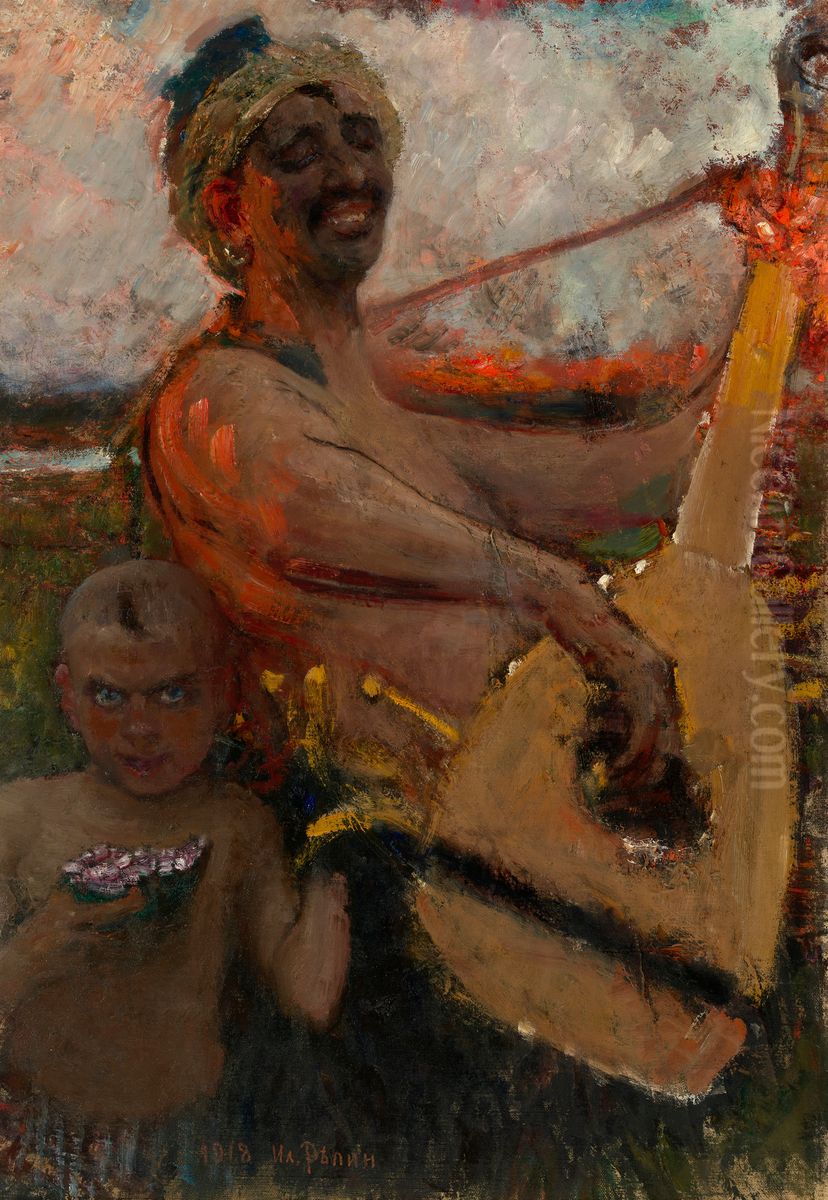 The Blind Bandura Player Oil Painting by Repin Iliya