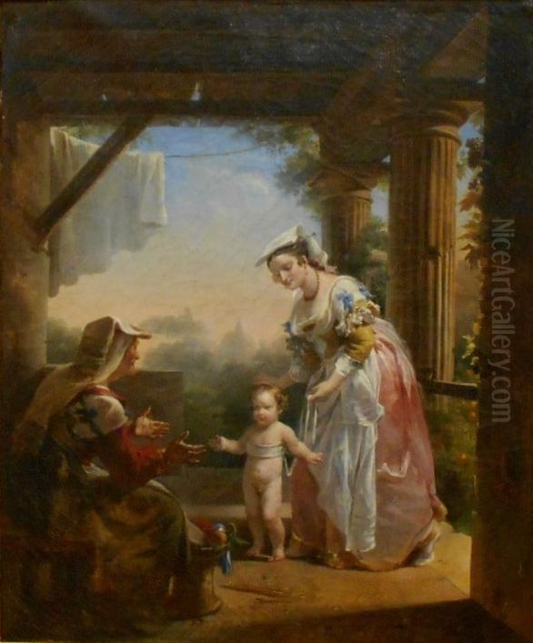 Les Premiers pas de l'enfance Oil Painting by Hortense Haudebourt-Lescot