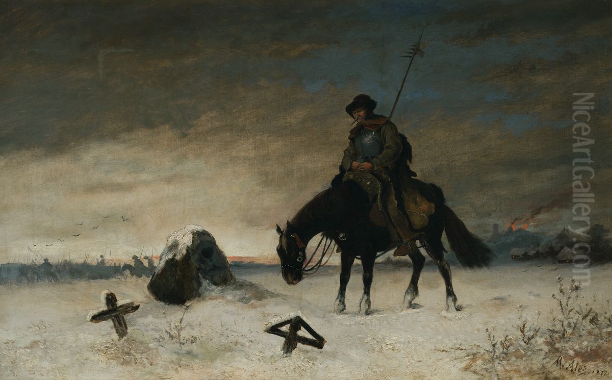 At the Grave of a Fighter of the Lord Oil Painting by Mikolas Ales
