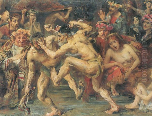 Ulysse combattant le mendiant. Scene inspiree de l'Odyssee(combat entre Ulysse et Iros). Oil Painting by Lovis Corinth