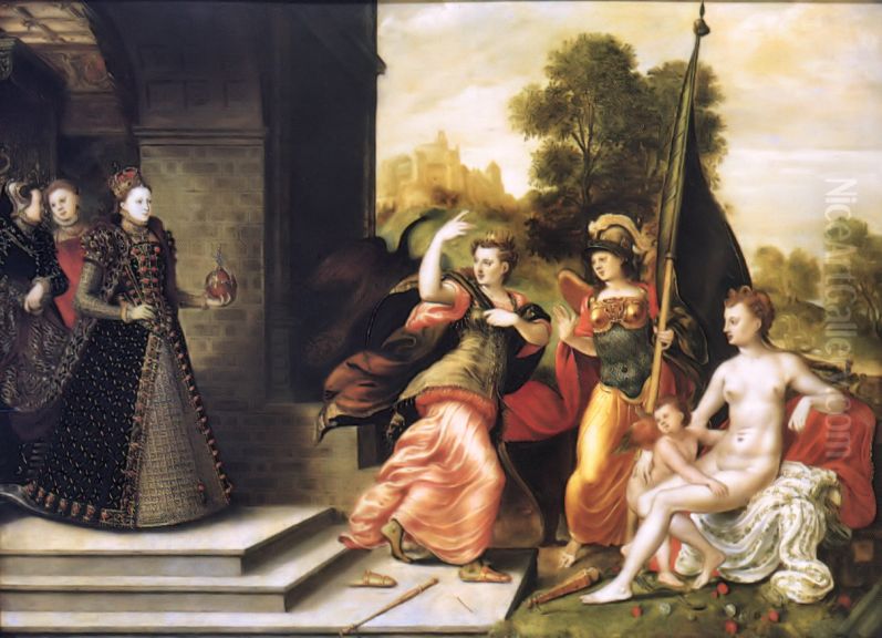 Elizabeth I and the Three Goddesses Oil Painting by Hans Eworth