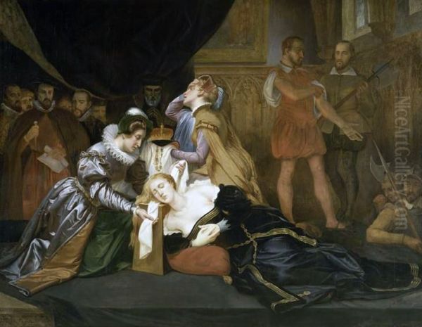 The execution of Mary, Queen of Scots Oil Painting by Abel De Pujol
