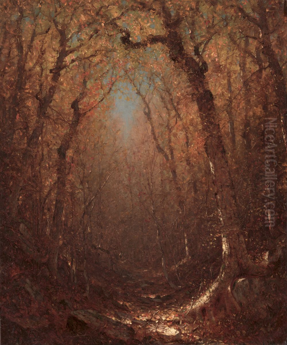 Autumn, a Wood Path Oil Painting by Sanford Robinson Gifford
