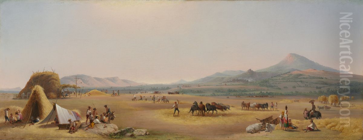 Harvest on the Roman Campagna Oil Painting by John Gadsby Chapman