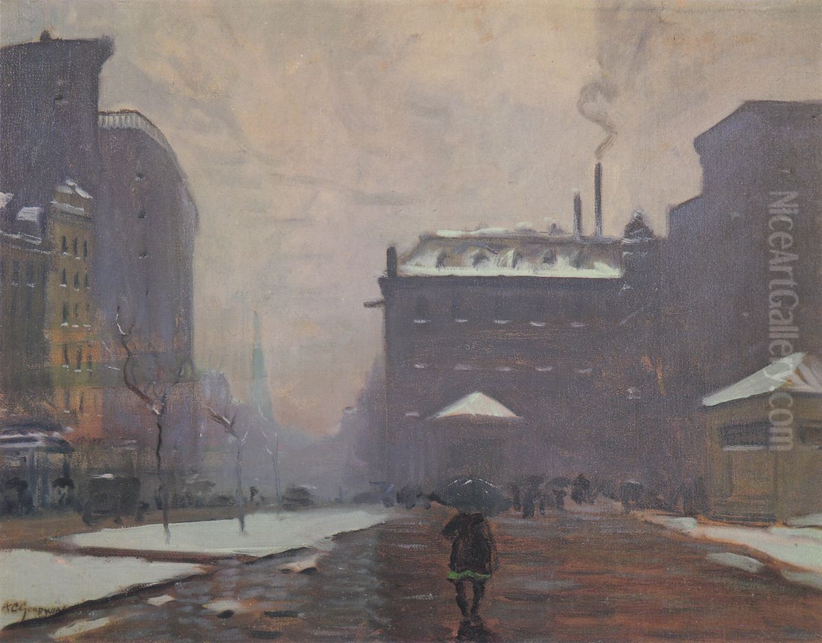 Tremont & Boylston Streets, Boston Oil Painting by Arthur Clifton Goodwin
