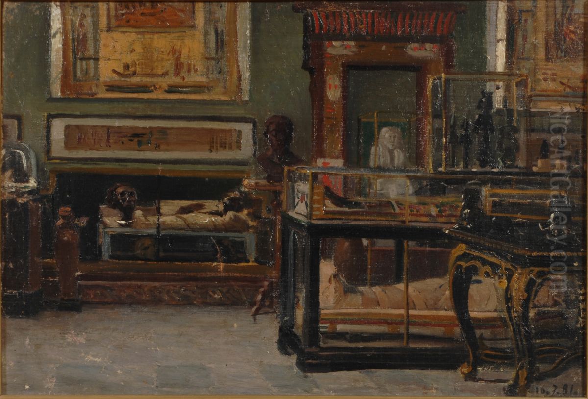 The Egyptian Museum in Turin Oil Painting by Lorenzo Delleani