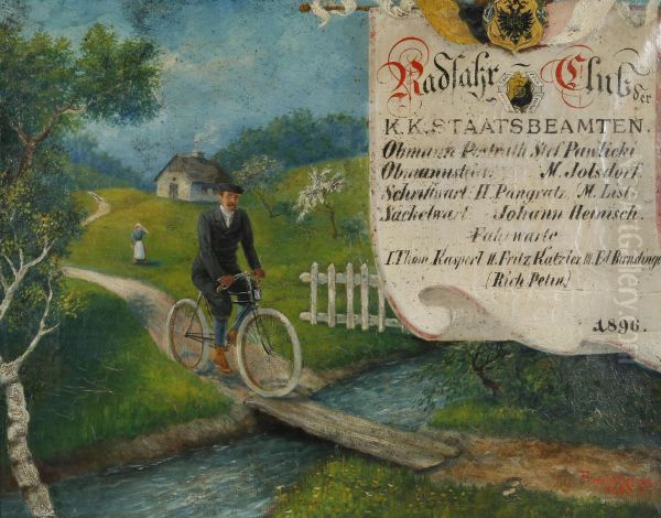 Radfahr-Club der K. K. Staatsbeamten 1896 Oil Painting by unknown