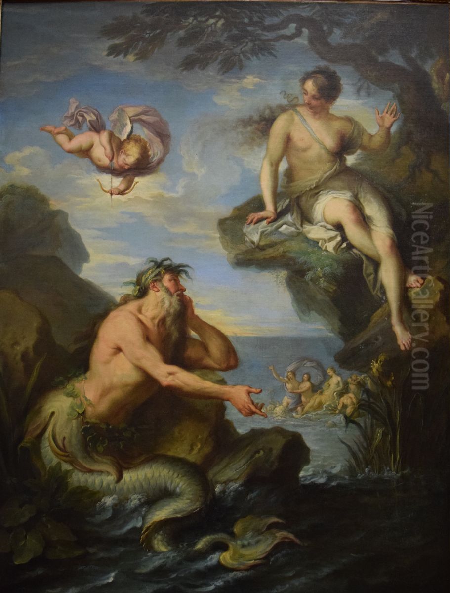 Glaucus   and  Scylla Oil Painting by Jacques Dumont le Romain