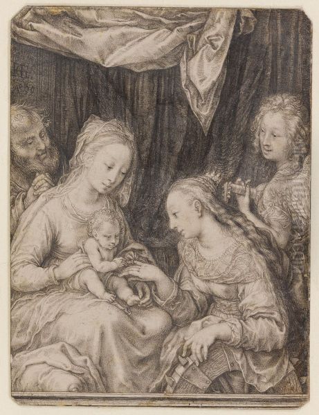 Mystical Marriage of Saint Catherine Oil Painting by Goltzius Hendrick
