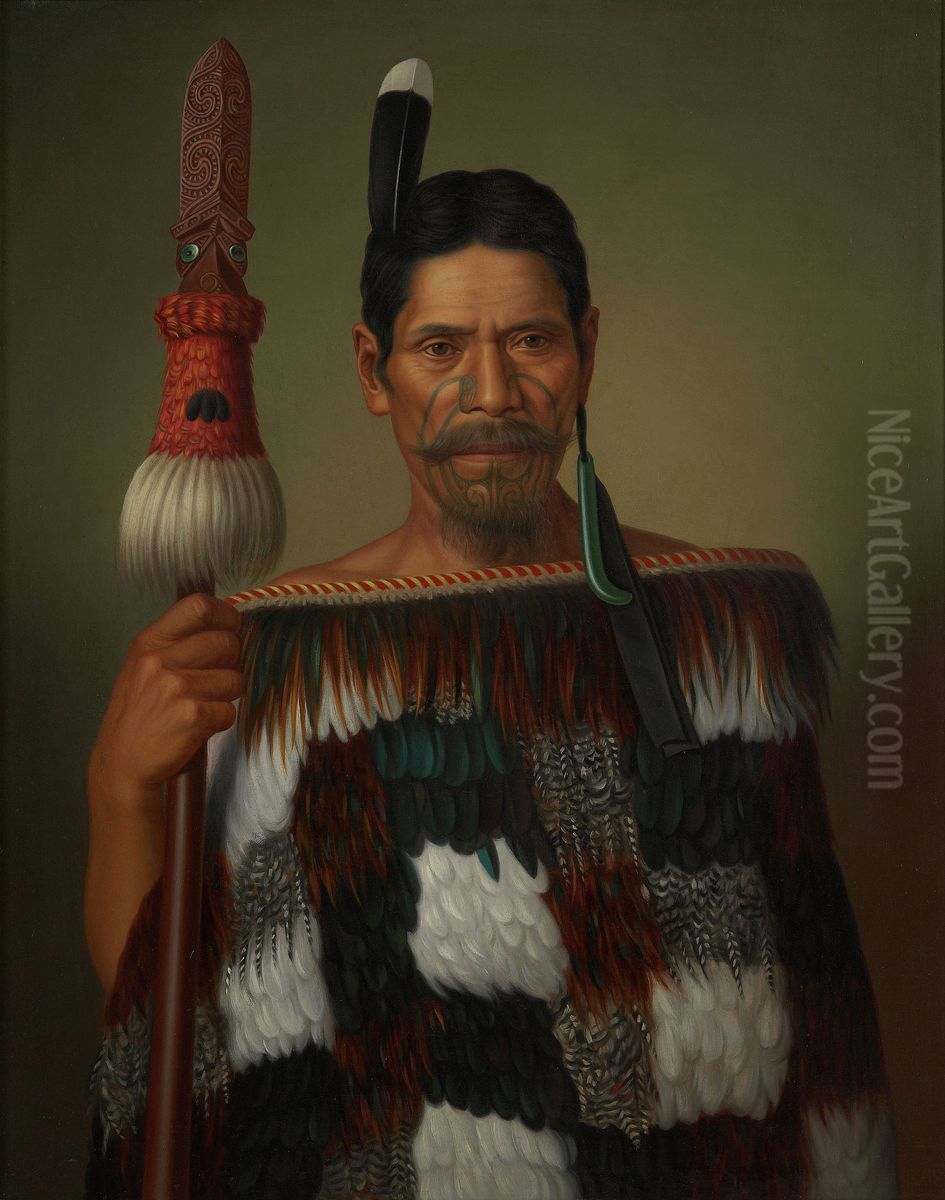 Portrait of Mr Paramena Oil Painting by Gottfried Lindauer Portrait of Mr Paramena Oil Painting by Gottfried Lindauer