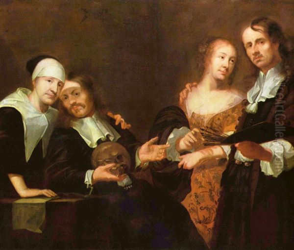 Portrat einer Familie Oil Painting by Joachim Luhn