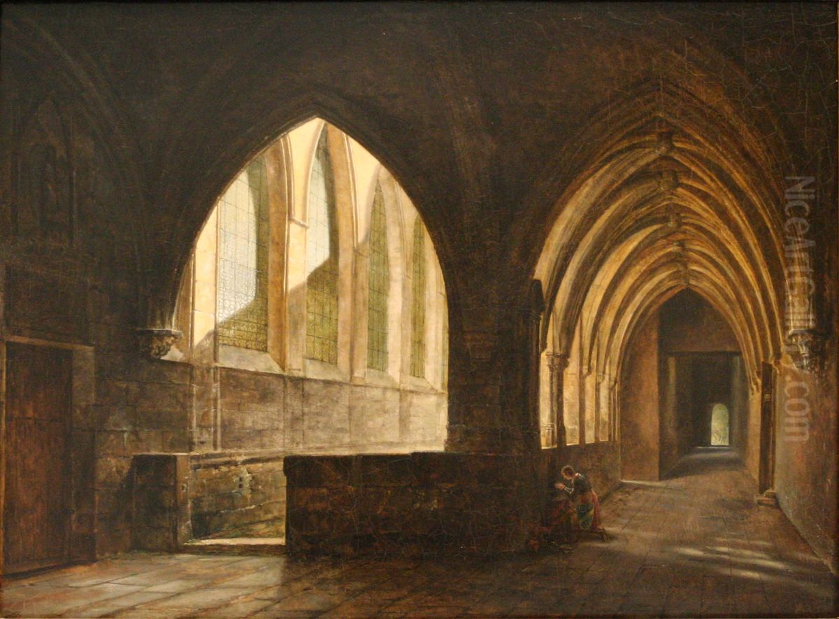 Interieur du cloitre de la cathedrale Saint-Sauveur d'Aix Oil Painting by Auguste de Forbin