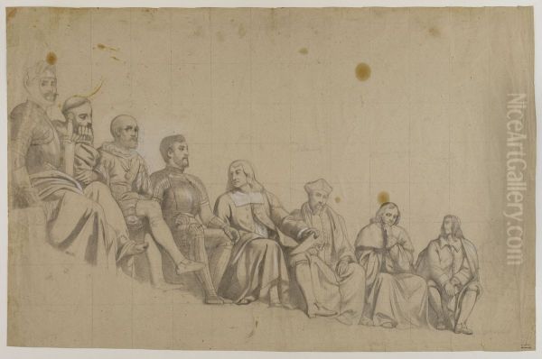 Preparatory drawing for the central part of the ceiling of the Salon des Arcades Oil Painting by Francois-Edouard Picot