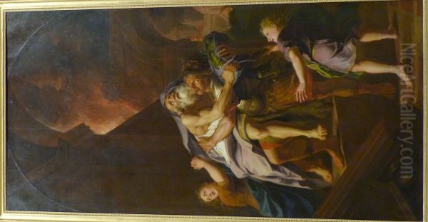 Aeneas Carrying his Father Anchises Oil Painting by Antoine Coypel