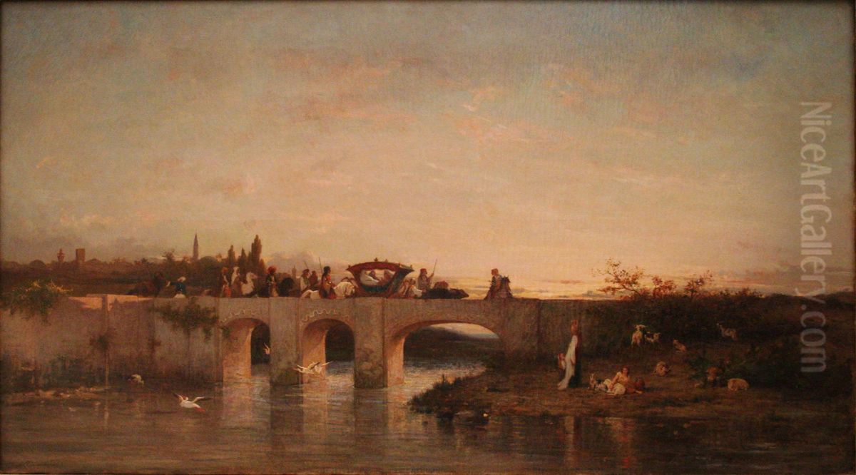 Promenades de femmes turques en Asie. Soleil couchant Oil Painting by Charles de Tournemine
