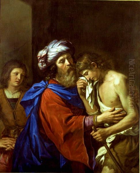 Return of the prodigal son. Oil Painting by Guercino