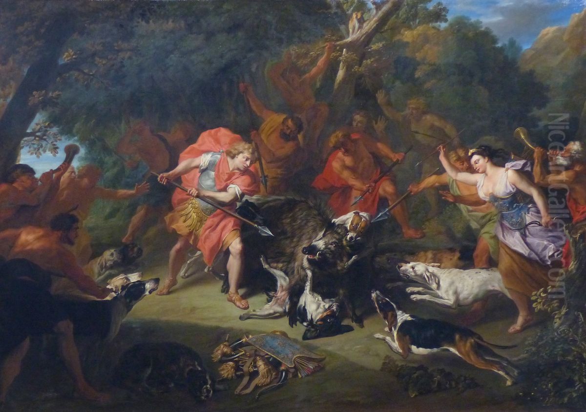 Meleagre tue le sanglier de Calydon Oil Painting by Jacob van Schuppen
