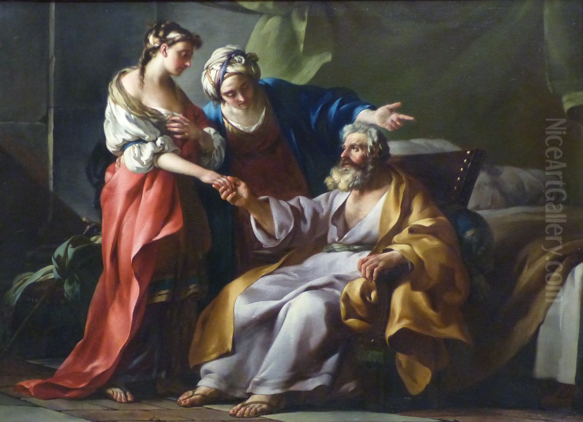 Hagar to Abraham with Sarah Oil Painting by Joseph-Marie Vien